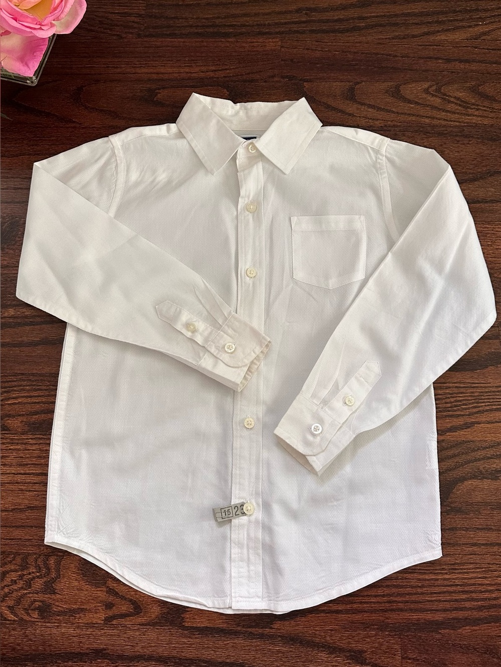 Janie & Jack white button down dress shirt, size 6
